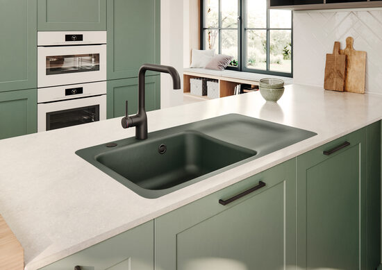 JUNA 90 F L Virtuves izlietne 876x486mm ar bļodu kreisajā pusē