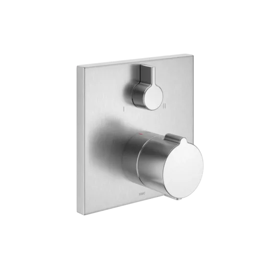 KWC HOME iebūvētā vannas / dušas termostata ūdens maisītāja virsapmetuma daļa, 2-izejas, 19 l/min (3 bar),  brushed steel (20.004.801.177 / 124968)