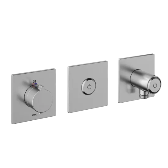 KWC HOME Homebox 3-daļīga iebūvētā dušas/vannas termostata dekoratīvā daļa, nerūsējošais tērauds (20.004.853.177 125302)