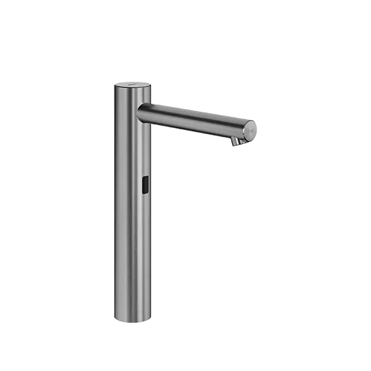 KWC Home ONO E bezkontakta izlietnes ūdens maisītājs 180/245 ar pievienojamu elektrotīkla barošanas bloku, 4.8 l/min (3 bar), nerūsējošais tērauds (12.576.023.700FL)