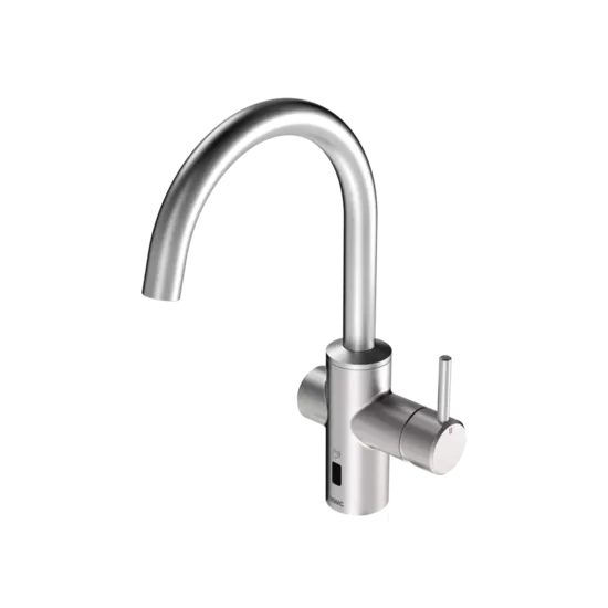 KWC Home BISTRO E Hibrīda virtuves izlietnes ūdens maisītājs, nerūsējošais tērauds, ar bateriju 6 V lithium CRP2 (10.581.102.700FL)