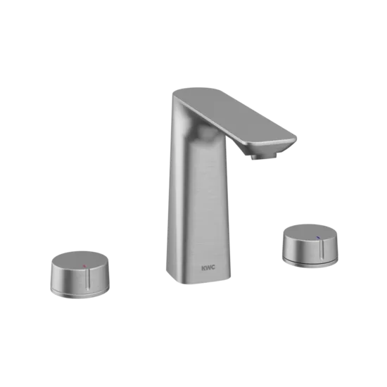 KWC HOME ORA 3-daļīgs izlietnes ūdens maisītājs A140, ar Push Open izplūdi, brushed steel (12.493.651.177FL / 3600016994)