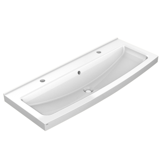 2030000226/SOLX1200T izlietne no Miranit materiāla ar 2 maisītāja caurumiem 1200 x 480 x 170 mm, balta