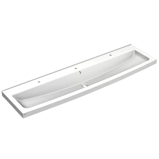 2030000238/SOLX1800T izlietne no Miranit materiāla ar 3 maisītāja caurumiem 1800 x 480 x 170 mm, balta