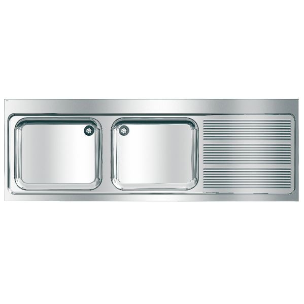 KWC MAXIMA dubultā komerciālā izlietne ar plauktu pa labi, 2000x432x700mm, nerūsējošais tērauds (2000057584 / MAXL212-200)