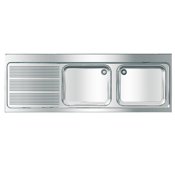 KWC MAXIMA dubultā komerciālā izlietne ar plauktu pa kreisi, 2000x432x700mm, nerūsējošais tērauds (2000057586 / MAXL217-200)