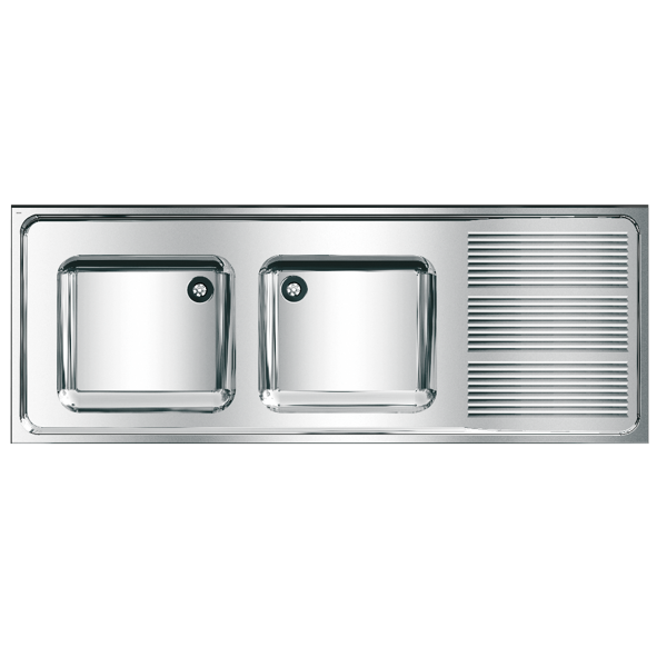 KWC MAXIMA dubultā komerciālā izlietne ar plauktu pa labi, 1600x382x600mm, nerūsējošais tērauds (2000057704 / MAXS212-160)