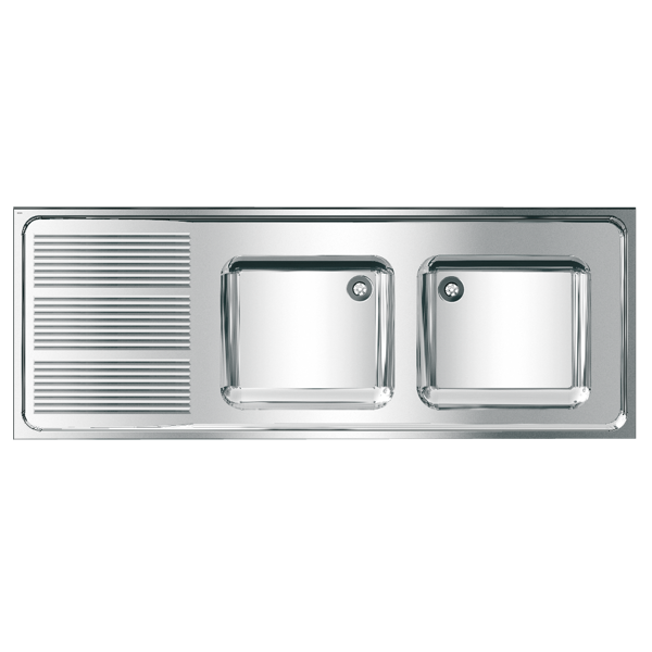 KWC MAXIMA dubultā komerciālā izlietne ar plauktu pa kreisi, 1600x382x600mm, nerūsējošais tērauds (2000057708 / MAXS217-160)