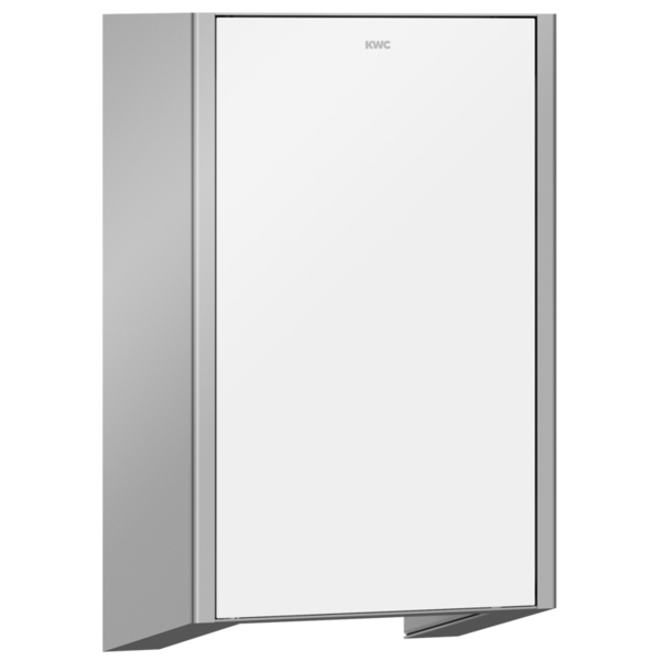KWC EXOS. Roku žāvētājs montāžai pie sienas, nerūsējošais tērauds ar satīna apdari, balta rūdīta stikla priekšējais panelis (2030034660 / EXOS220W)