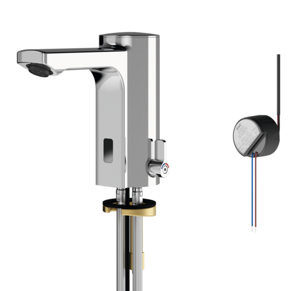 KWC F5E-Mix opto-elektroniskais ūdens maisītājs iepriekš sajauktam ūdenim ar iebūvētu barošanas avotu sienā, 5.0l/min, hroms (2030035329 / F5EM1003)