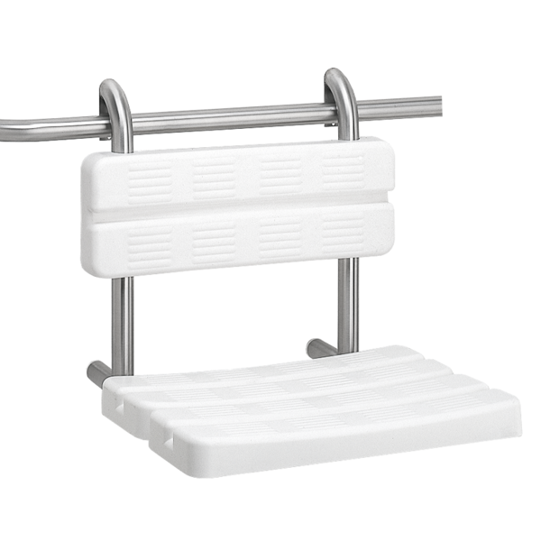 CONTINA piekaramais dušas sēdeklis, nerūsējošā tērauda karkass, sēdeklis un atzveltne ir baltas līstes no polietilēna 484x460x508mm, (2030041144 / CNTX400WB)