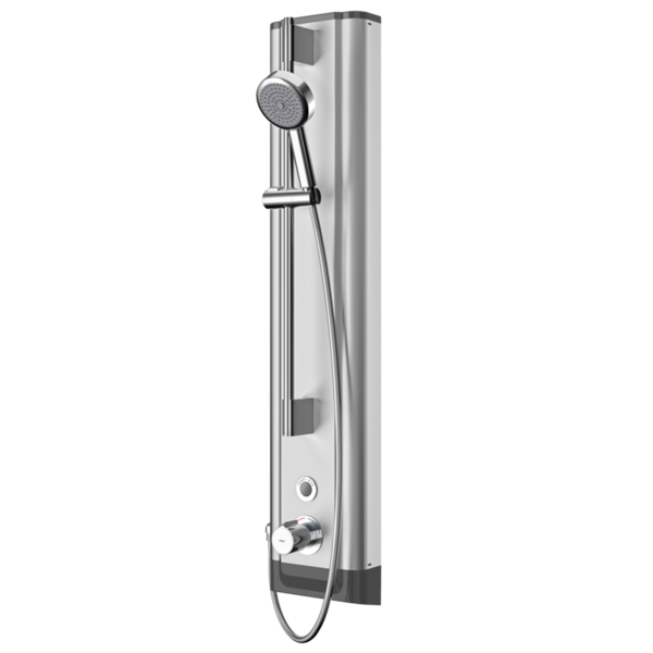 KWC F5E-Therm dušas panelis no nerūsējošā tērauda sienas montāžai ar termostatisko maisītāju un rokas dušas aprīkojumu (2030056562 / F5ET2021)