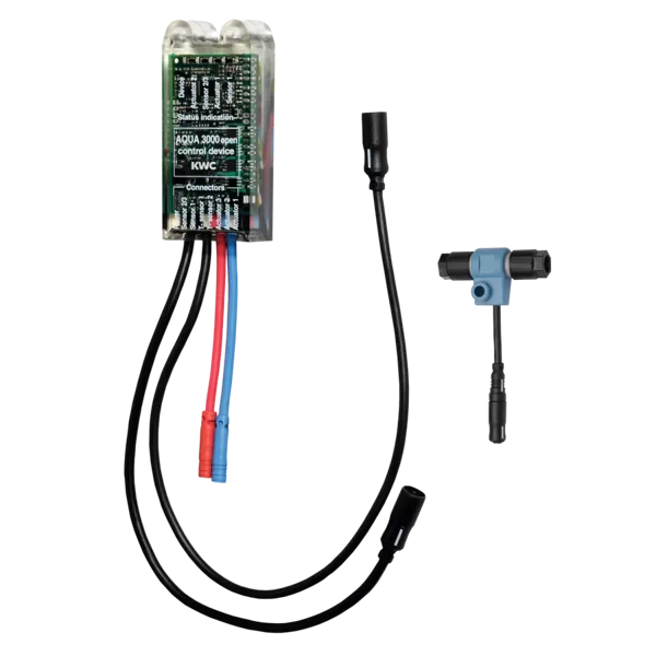 KWC Elektroniskais modulis EM5 ar ID 02090 un elektronisko T sadali. Savienošanai ūdens apsaimniekošanas sistēmā AQUA 3000 open, 24 V DC.