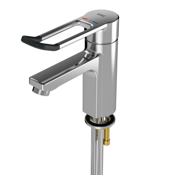 KWC F5L-Therm vien-sviras termostata izlietnes maisītājs bez izplūdes, 5.0 l/min, hroms ar sviras garums 150 mm (2030066301 / F5LT1010)