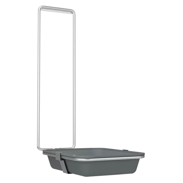 KWC CMEDC05T Pilienu teknes paliktnis ar turētāju, lai piekarinātu virs dozatora korpusa, noņemama kvadrātveida plastmasas tekne pelēkā krāsā, paredzēta MEDCARE dozatoram 500 ml. Izmēri 150 x 362 x 265 mm