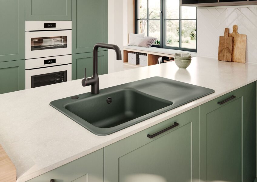 JUNA 90 Virtuves izlietne 900x510mm ar bļodu kreisajā pusē