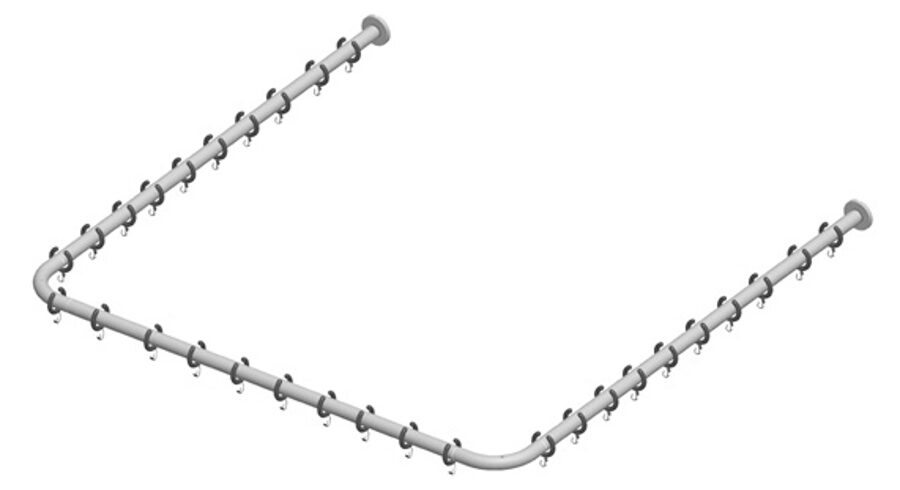 Plan dušas aizkaru stangu komplekts dušai, U-veida