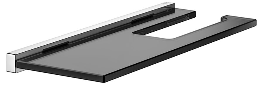 Edition 90 Square tualetes papīra turētājs ar plauktiņu, chrome-plated/smoked glass