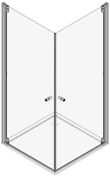 FEROX dušas stūris kvadrātveida ar 1-daļīgām veramām durvīm (2daļas)