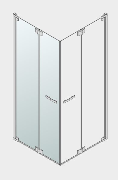 Palme Valletta XO 2-daļīgas dušas stūra durvis, salokāmas, kreisā puse