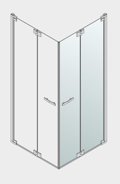 Palme Valletta XO 2-daļīgas dušas stūra durvis, salokāmas, labā puse