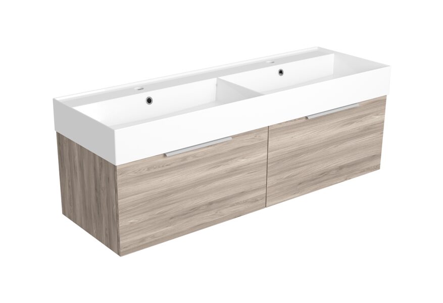 AGM141 Piekarināms sienas skapis ar dubultu atvilktni 1400x455xh400mm izlietnei AG141. Matēts hromēts rokturis.