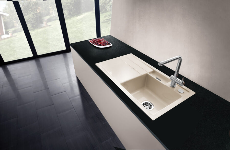 BELA 100 F R Virtuves izlietne 976x486mm ar bļodu labajā pusē