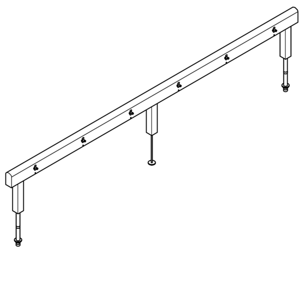 KWC Armatūras bloks, kas gatavs savienošanai ar 12 mazgāšanās vietām 600mm, montāžai uz divrindu sanitārajām iekārtām, karstā un aukstā ūdens pieslēgšanai no apakšas, izmantojot vadošo cauruļu turētājus 3600x470x73mm