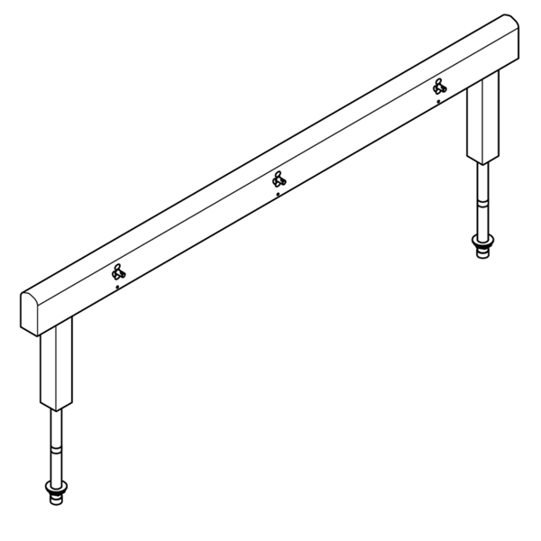 KWC Armatūras bloks, kas gatavs savienošanai ar 6 mazgāšanās vietām 700mm, montāžai uz divrindu sanitārajām iekārtām, karstā un aukstā ūdens pieslēgšanai no apakšas, izmantojot vadošo cauruļu turētājus 2100x470x73mm