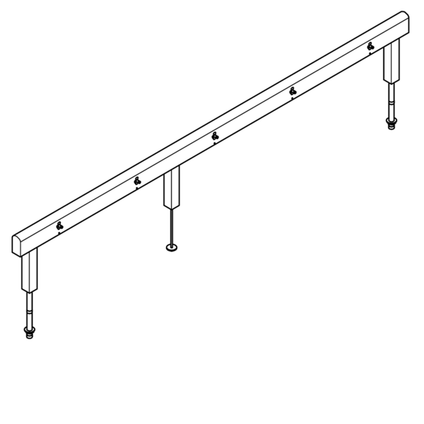 KWC Armatūras bloks, kas gatavs savienošanai ar 10 mazgāšanās vietām 700mm, montāžai uz divrindu sanitārajām iekārtām, karstā un aukstā ūdens pieslēgšanai no apakšas, izmantojot vadošo cauruļu turētājus 3500x470x73mm