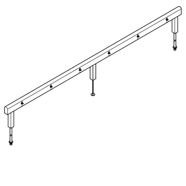 KWC Armatūras bloks, kas gatavs savienošanai ar 12 mazgāšanās vietām 700mm, montāžai uz divrindu sanitārajām iekārtām, karstā un aukstā ūdens pieslēgšanai no apakšas, izmantojot vadošo cauruļu turētājus 4200x470x73mm