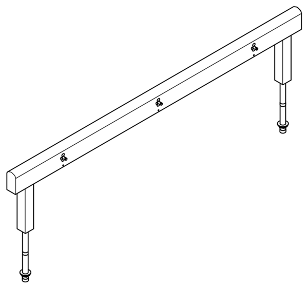 KWC Armatūras bloks, kas gatavs savienošanai ar 6 mazgāšanās vietām 800mm, montāžai uz divrindu sanitārajām iekārtām, karstā un aukstā ūdens pieslēgšanai no apakšas, izmantojot vadošo cauruļu turētājus 2400x470x73mm