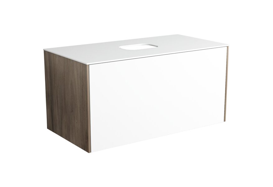 FOM100 FOLIO Pie sienas piekarināms skapis ar atvilktni “Push to open”. 988x505xh48mm keramikas virsma jāpasūta atsevišķi