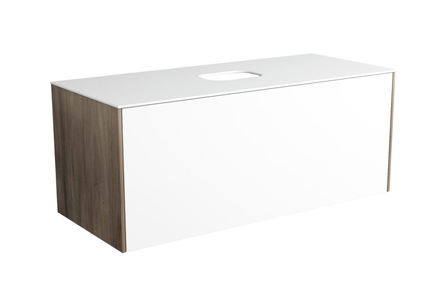 FOM120 FOLIO Pie sienas piekarināms skapis ar atvilktni “Push to open”. 1188x505xh48mm keramikas virsma jāpasūta atsevišķi