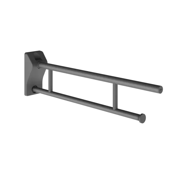 KWC MEDCARE paceļams atbalsta rokturis ar tualetes papīra turētāju, sienas montāža 113x234x850mm, bazalta pelēks poliamīda pārklājums