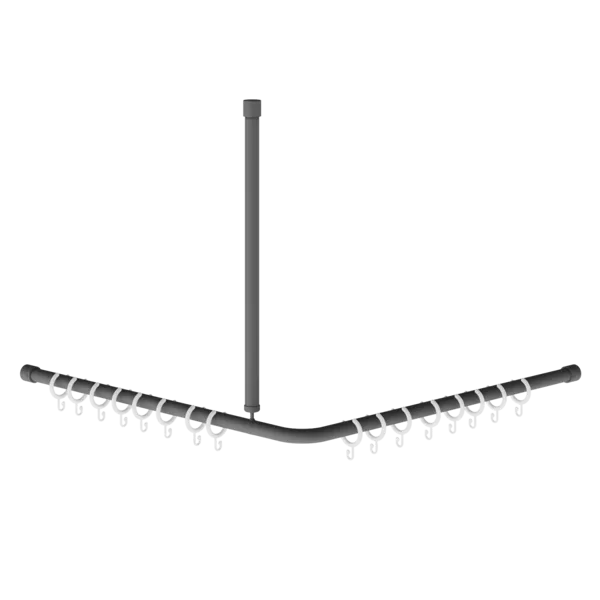 KWC MEDCARE aizkaru stienis sienas un griestu montāžai, nerūsējošais tērauds, bazalta pelēka pārklājuma virsma,aizkaru gredzeni komplektā, balta krāsa, ieskaitot montāžas materiālu. 832x680x832mm