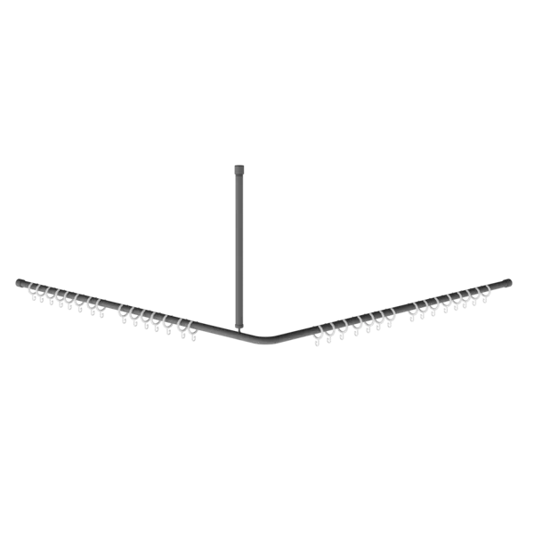 WC MEDCARE aizkaru stienis sienas un griestu montāžai, nerūsējošais tērauds, bazalta pelēka pārklājuma virsma,aizkaru gredzeni komplektā, balta krāsa, ieskaitot montāžas materiālu. 1532x680x1532mmmm