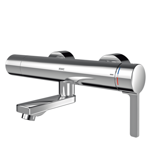 KWC F5L-Therm viensviras termostata izlietnes maisītājs ar iepriekš uzstādītu higiēnas bloku, hroms. projekcija 195mm, 6.0 l/min. sienas montāža