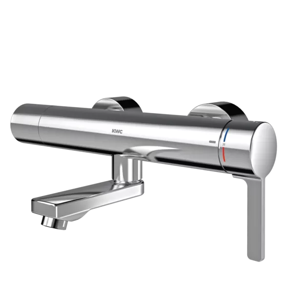 KWC F5L-Therm viensviras termostata izlietnes maisītājs ar iepriekš uzstādītu higiēnas bloku, hroms. projekcija 135mm, 6.0 l/min. sienas montāža