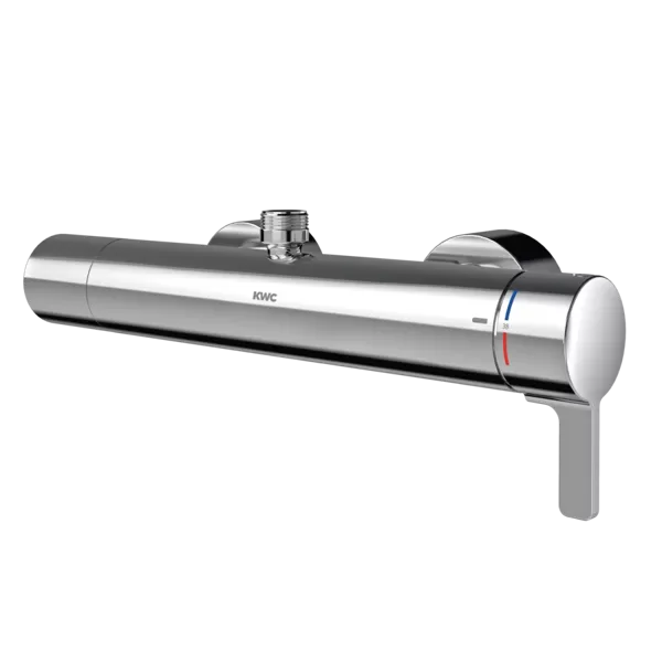 KWC F5L-Therm viensviras termostata dušas maisītājs sienas montāža ar iepriekš uzstādītu higiēnas bloku, ar izvadu augšpusē, G 3/4 B, hroms