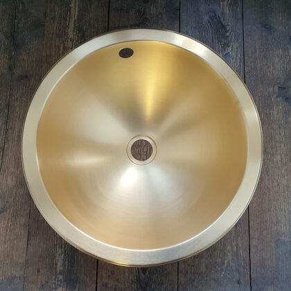 SLUN 34 Stainless steel recessed washbasin, Ø 420 mm 24k brushed gold