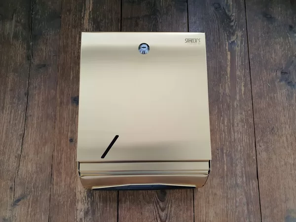 SLZN 20X Stainless steel supply bin for a folder paper towels brushed 24k gold