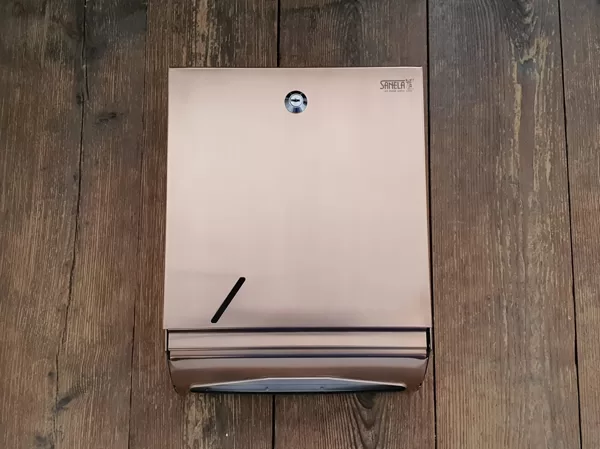 SLZN 20X Stainless steel supply bin for a folder paper towels 18k brushed red gold