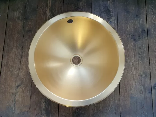 SLUN 34 Stainless steel recessed washbasin, Ø 420 mm 24k brushed gold